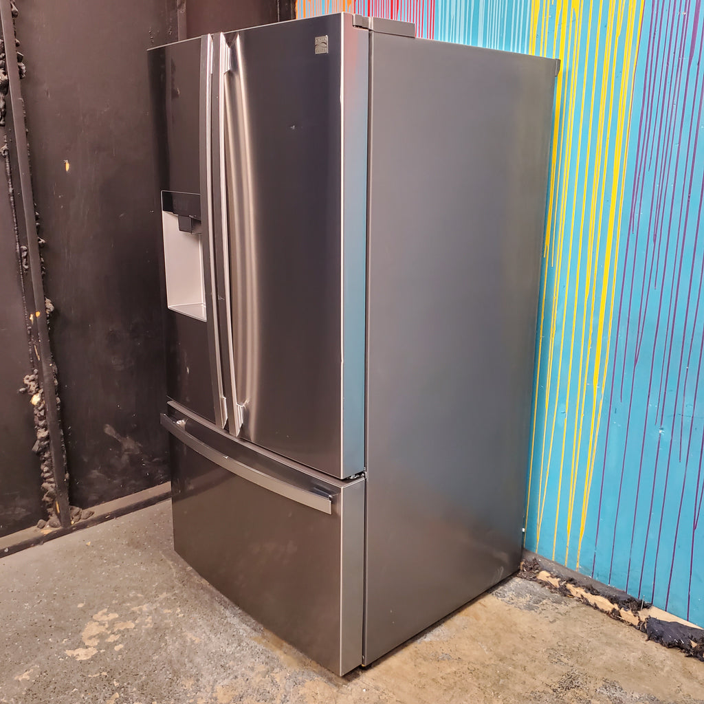 Pictures of Stainless Steel ENERGY STAR Kenmore Elite 30.6 cu. ft. 3 Door French Door Refrigerator with Exterior Ice and Water - Scratch & Dent - Moderate - Neu Appliance Outlet - Discount Appliance Outlet in Austin, Tx