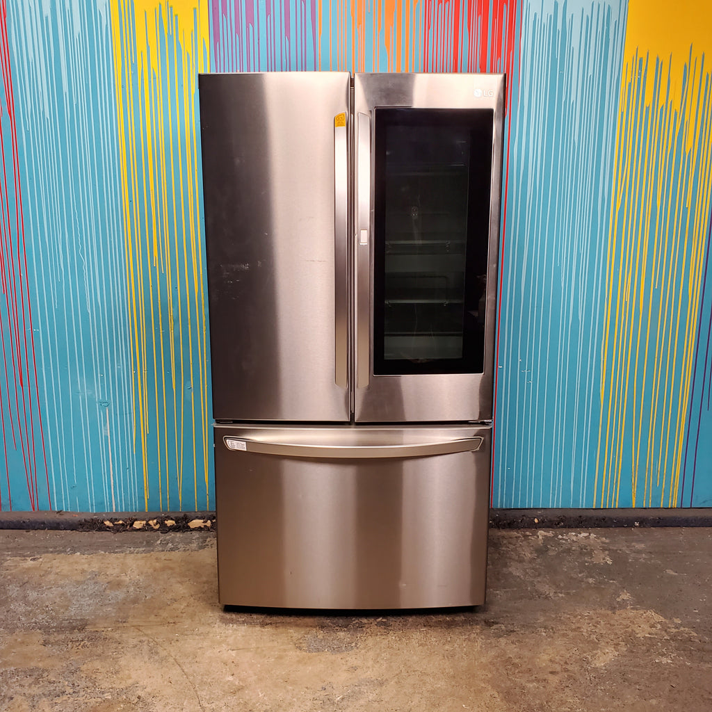 Pictures of Counter Depth LG Stainless Steel Instaview 22.6 cu. ft. 3 Door French Door Refrigerator with Ice Maker and Door within Door - Scratch & Dent - Minor - Neu Appliance Outlet - Discount Appliance Outlet in Austin, Tx