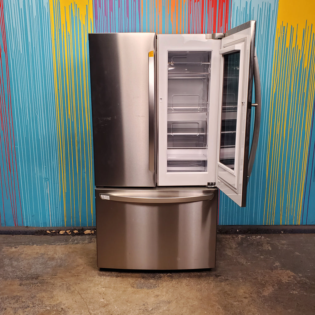 Pictures of Counter Depth LG Stainless Steel Instaview 22.6 cu. ft. 3 Door French Door Refrigerator with Ice Maker and Door within Door - Scratch & Dent - Minor - Neu Appliance Outlet - Discount Appliance Outlet in Austin, Tx