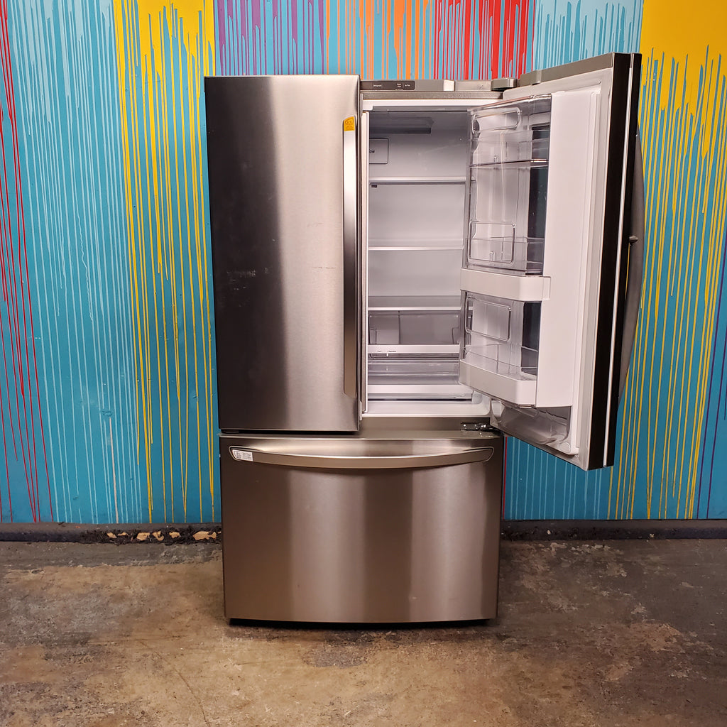 Pictures of Counter Depth LG Stainless Steel Instaview 22.6 cu. ft. 3 Door French Door Refrigerator with Ice Maker and Door within Door - Scratch & Dent - Minor - Neu Appliance Outlet - Discount Appliance Outlet in Austin, Tx