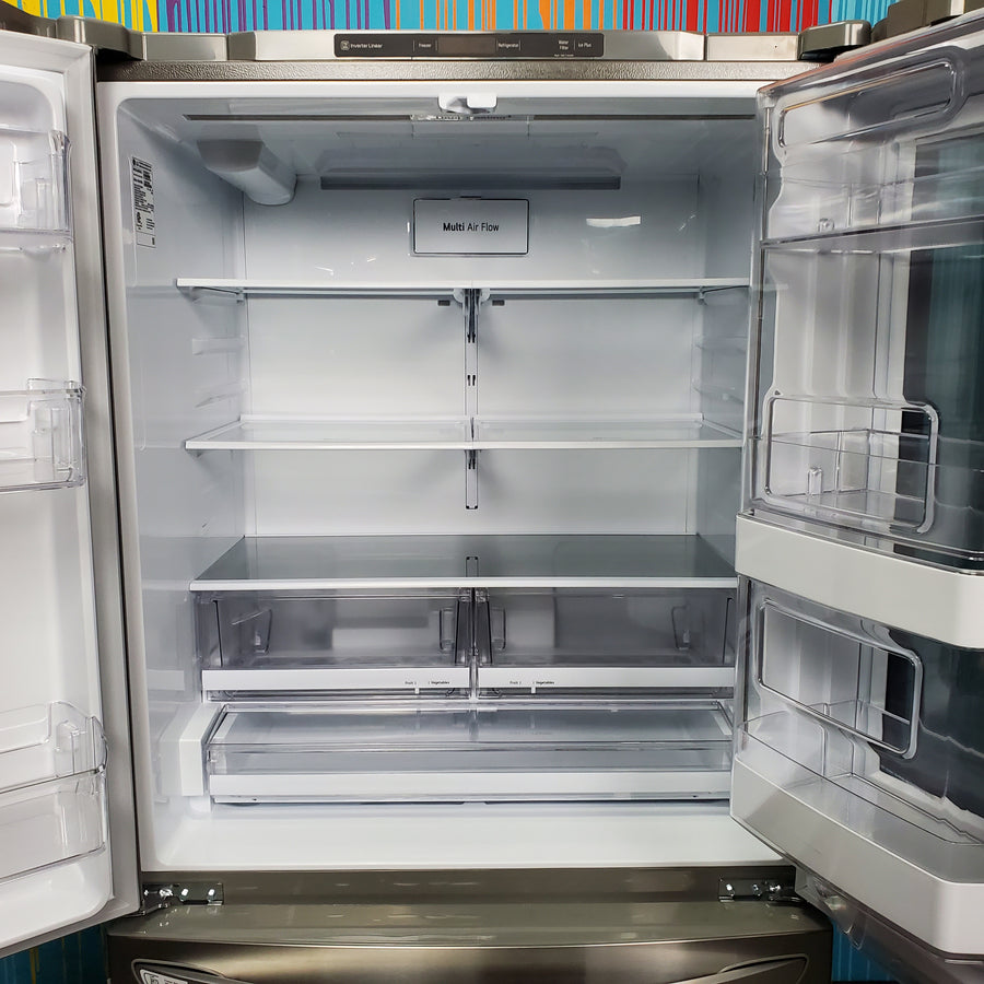 Counter Depth LG Stainless Steel Instaview 22.6 cu. ft. 3 Door French Door Refrigerator with Ice Maker and Door within Door - Scratch & Dent - Minor