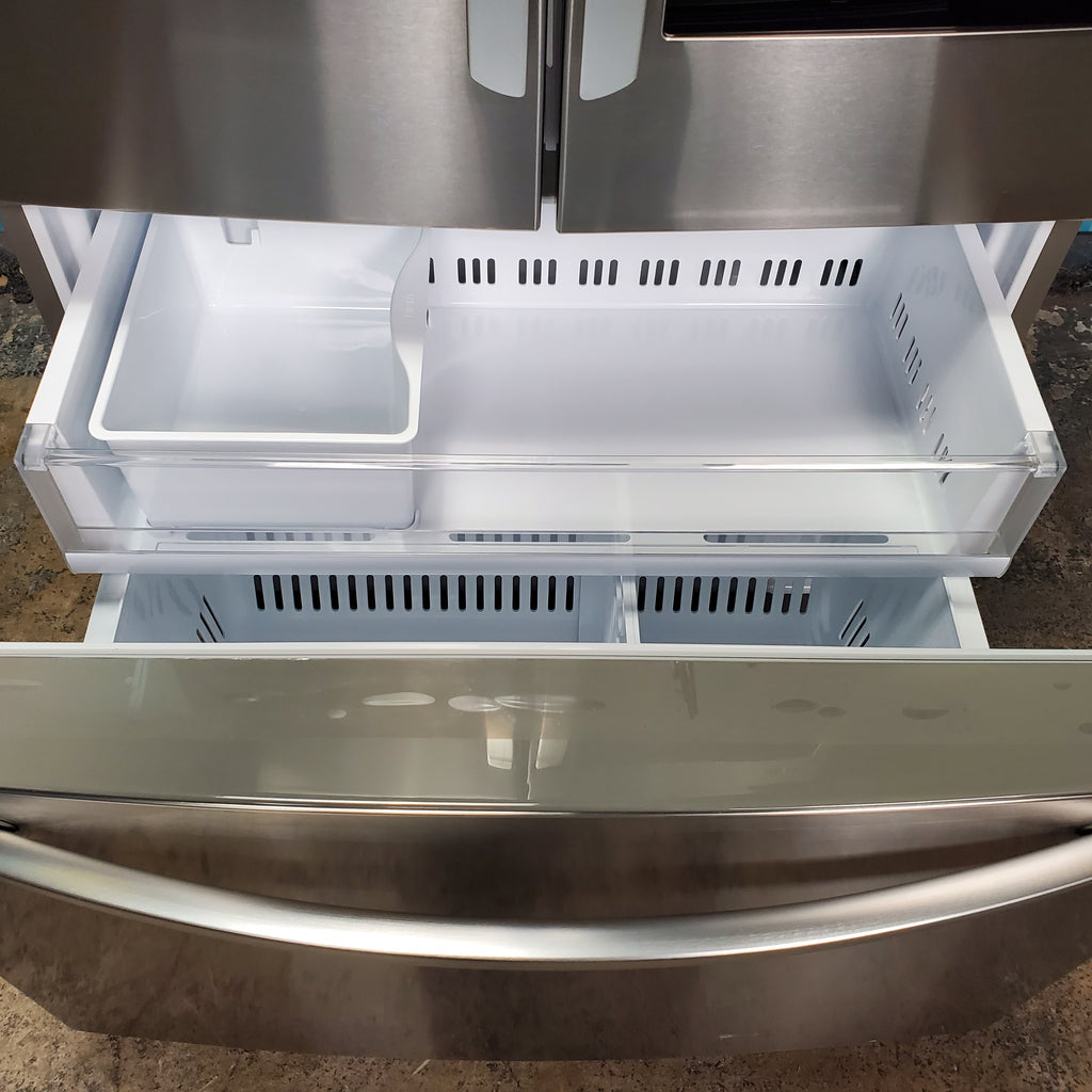 Pictures of Counter Depth LG Stainless Steel Instaview 22.6 cu. ft. 3 Door French Door Refrigerator with Ice Maker and Door within Door - Scratch & Dent - Minor - Neu Appliance Outlet - Discount Appliance Outlet in Austin, Tx