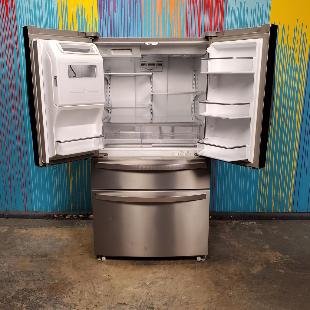 Pictures of Stainless Steel ENERGY STAR Whirlpool 26.2 cu. ft. 4 Door Refrigerator French Door with In Door Ice and Water Dispenser - Scratch & Dent - Minor - Neu Appliance Outlet - Discount Appliance Outlet in Austin, Tx