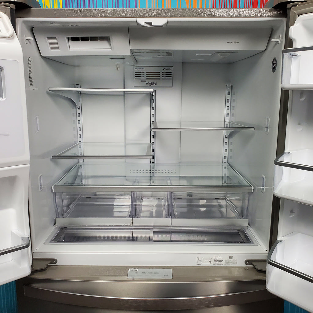 Pictures of Stainless Steel ENERGY STAR Whirlpool 26.2 cu. ft. 4 Door Refrigerator French Door with In Door Ice and Water Dispenser - Scratch & Dent - Minor - Neu Appliance Outlet - Discount Appliance Outlet in Austin, Tx