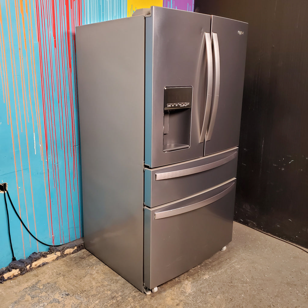 Pictures of Stainless Steel ENERGY STAR Whirlpool 26.2 cu. ft. 4 Door Refrigerator French Door with In Door Ice and Water Dispenser - Scratch & Dent - Minor - Neu Appliance Outlet - Discount Appliance Outlet in Austin, Tx