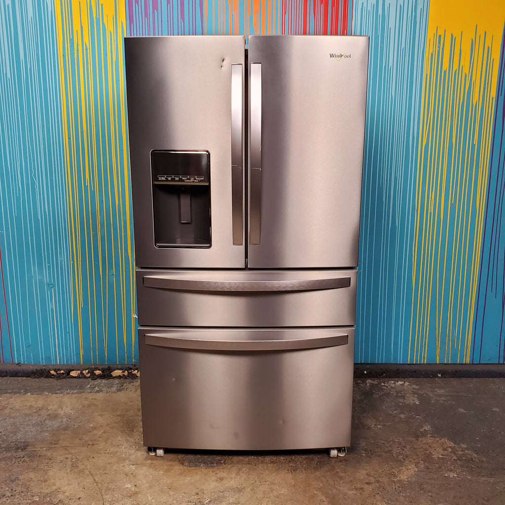 Pictures of Stainless Steel ENERGY STAR Whirlpool 26.2 cu. ft. 4 Door Refrigerator French Door with In Door Ice and Water Dispenser - Scratch & Dent - Minor - Neu Appliance Outlet - Discount Appliance Outlet in Austin, Tx