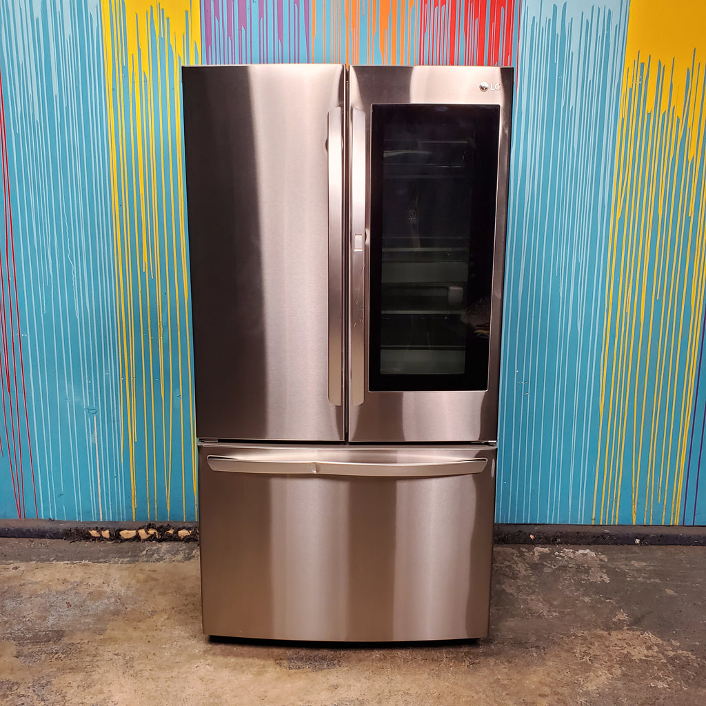 Pictures of PrintProof Stainless Steel LG 27 cu. ft. 3 Door French Door Refrigerator with InstaView Door-in-Door with Ice Maker- Scratch & Dent - Moderate - Neu Appliance Outlet - Discount Appliance Outlet in Austin, Tx