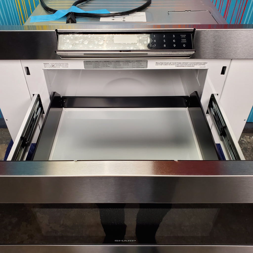 Pictures of Standard 30 inch Stainless Steel Sharp 1.2 cu. ft. Built In Microwave Drawer with Easy Touch Automatic Drawer System - Scratch & Dent - Minor - Neu Appliance Outlet - Discount Appliance Outlet in Austin, Tx