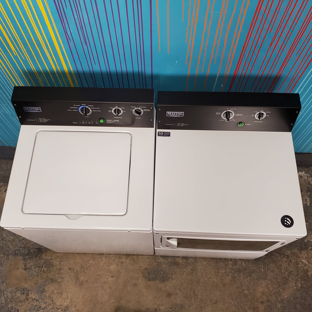 Pictures of Maytag 3.5 cu. ft. Smart Capable Top Load Washing Machine  and Maytag  7.4 cu. ft. Gas Dryer with Extra Power Button - Scratch & Dent - Minor - Neu Appliance Outlet - Discount Appliance Outlet in Austin, Tx