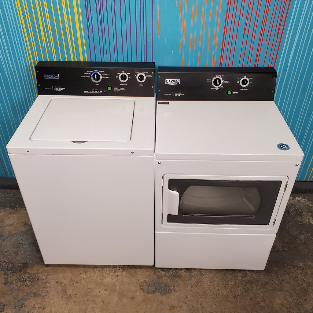 Pictures of Maytag 3.5 cu. ft. Smart Capable Top Load Washing Machine  and Maytag  7.4 cu. ft. Gas Dryer with Extra Power Button - Scratch & Dent - Minor - Neu Appliance Outlet - Discount Appliance Outlet in Austin, Tx