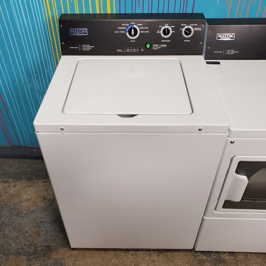 Pictures of Maytag 3.5 cu. ft. Smart Capable Top Load Washing Machine  and Maytag  7.4 cu. ft. Gas Dryer with Extra Power Button - Scratch & Dent - Minor - Neu Appliance Outlet - Discount Appliance Outlet in Austin, Tx