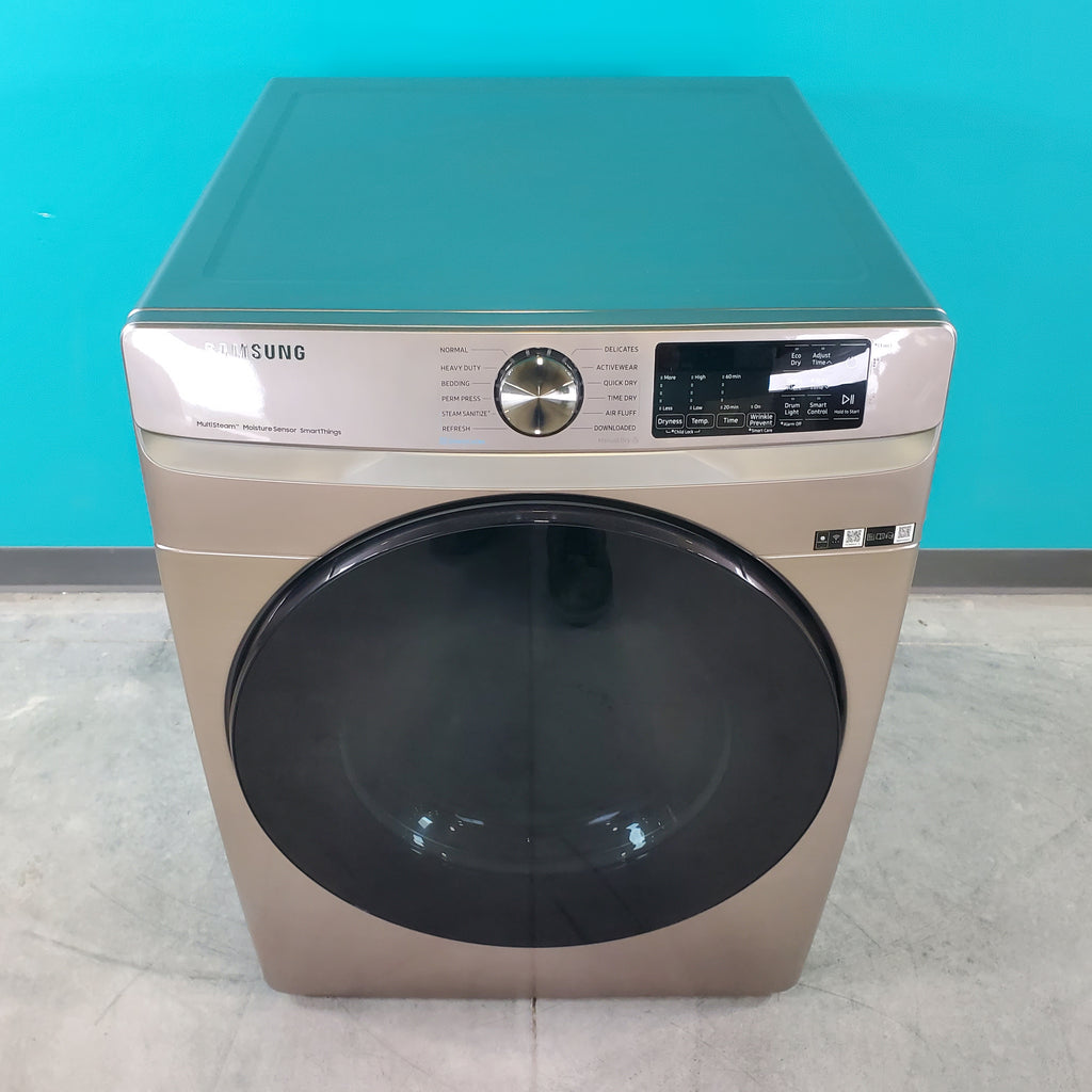 Pictures of Champagne Samsung 7.5 cu. ft. Front Load Electric Dryer with Steam Sanitize+- Scratch & Dent - Minor - Neu Appliance Outlet - Discount Appliance Outlet in Austin, Tx