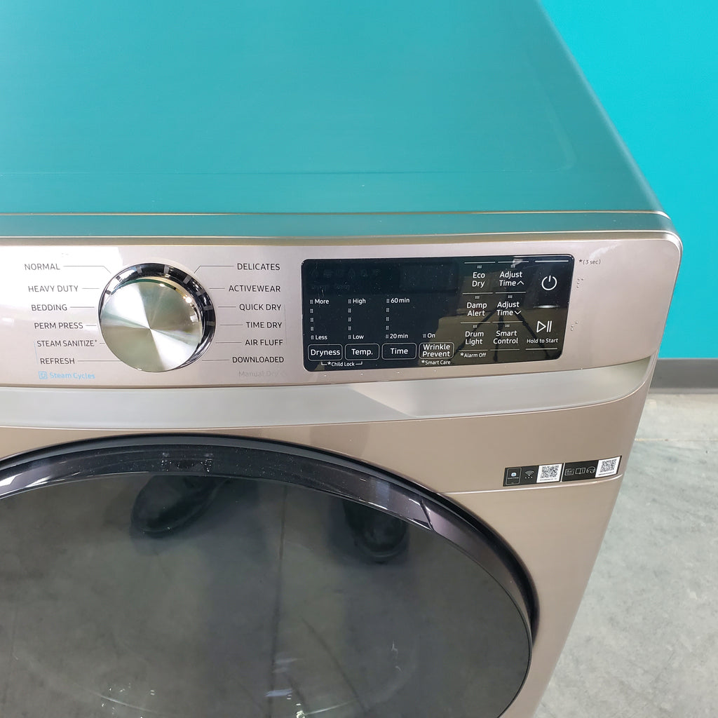 Pictures of Champagne Samsung 7.5 cu. ft. Front Load Electric Dryer with Steam Sanitize+- Scratch & Dent - Minor - Neu Appliance Outlet - Discount Appliance Outlet in Austin, Tx