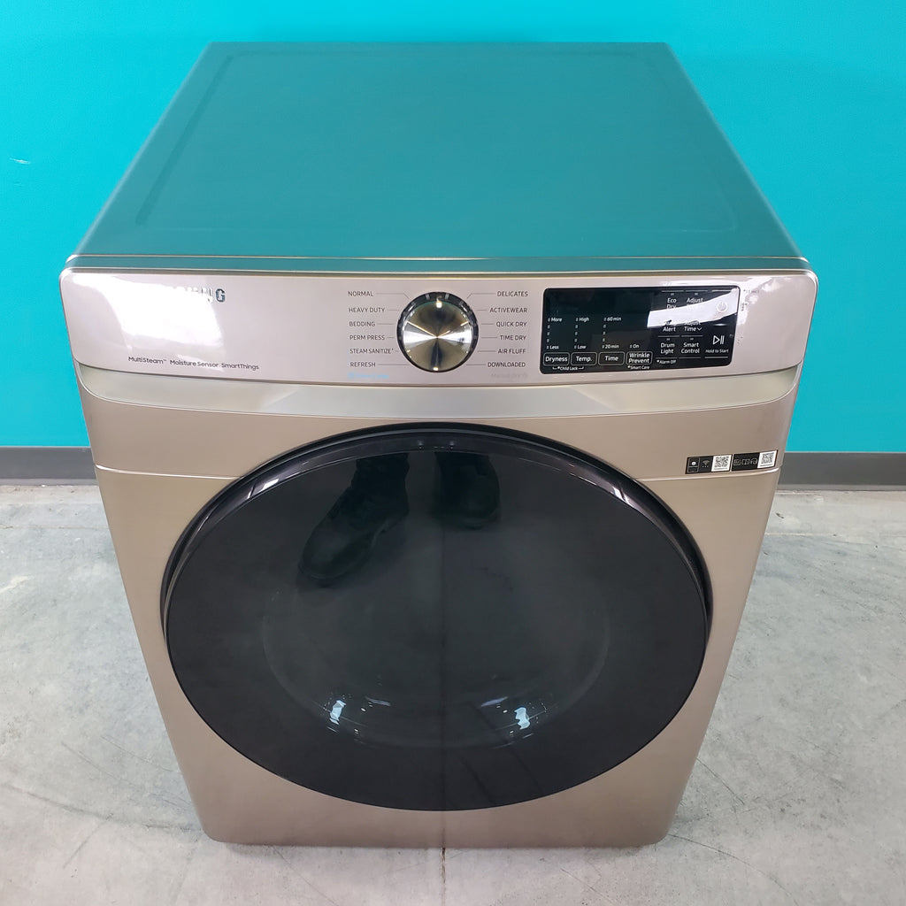 Pictures of Champagne Samsung 7.5 cu. ft. Front Load Electric Dryer with Steam Sanitize+- Scratch & Dent - Minor - Neu Appliance Outlet - Discount Appliance Outlet in Austin, Tx