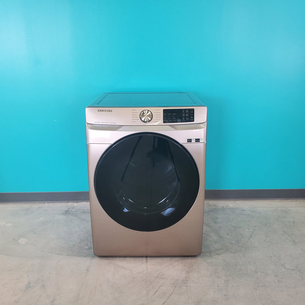 Pictures of Champagne Samsung 7.5 cu. ft. Front Load Electric Dryer with Steam Sanitize+- Scratch & Dent - Minor - Neu Appliance Outlet - Discount Appliance Outlet in Austin, Tx