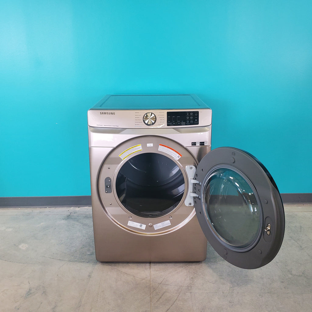 Pictures of Champagne Samsung 7.5 cu. ft. Front Load Electric Dryer with Steam Sanitize+- Scratch & Dent - Minor - Neu Appliance Outlet - Discount Appliance Outlet in Austin, Tx