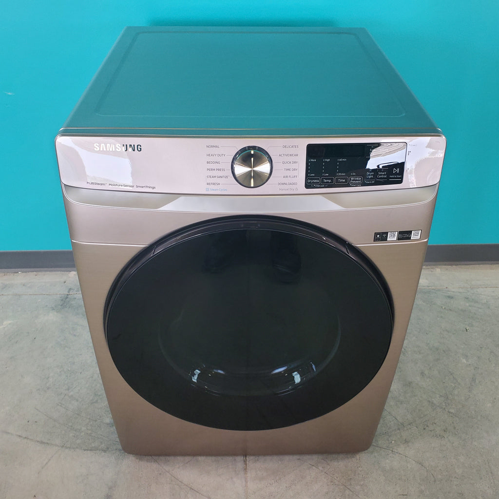 Pictures of Champagne Samsung 7.5 cu. ft. Front Load Electric Dryer with Steam Sanitize+- Scratch & Dent - Minor - Neu Appliance Outlet - Discount Appliance Outlet in Austin, Tx
