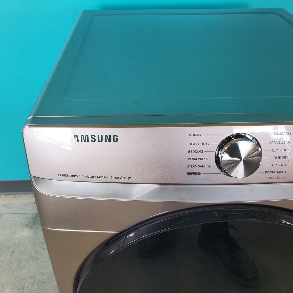 Pictures of Champagne Samsung 7.5 cu. ft. Front Load Electric Dryer with Steam Sanitize+- Scratch & Dent - Minor - Neu Appliance Outlet - Discount Appliance Outlet in Austin, Tx