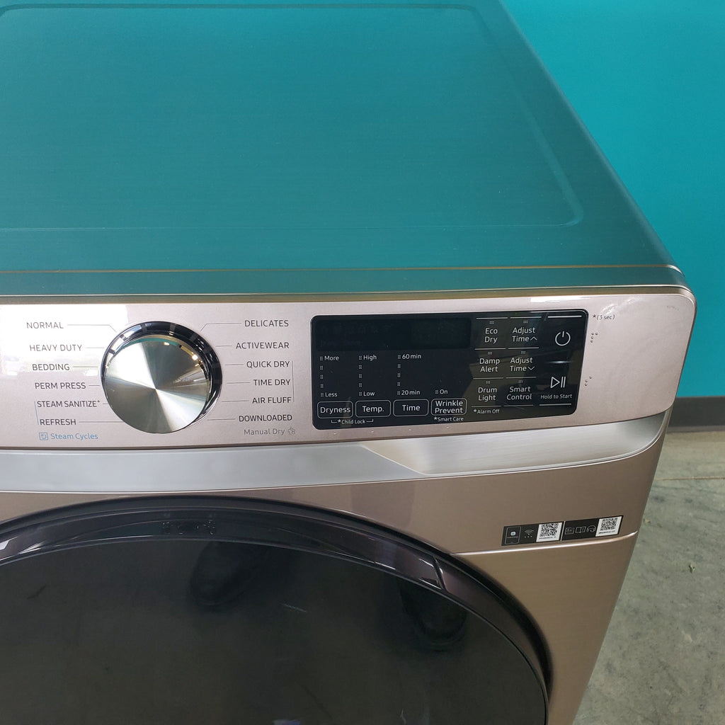 Pictures of Champagne Samsung 7.5 cu. ft. Front Load Electric Dryer with Steam Sanitize+- Scratch & Dent - Minor - Neu Appliance Outlet - Discount Appliance Outlet in Austin, Tx