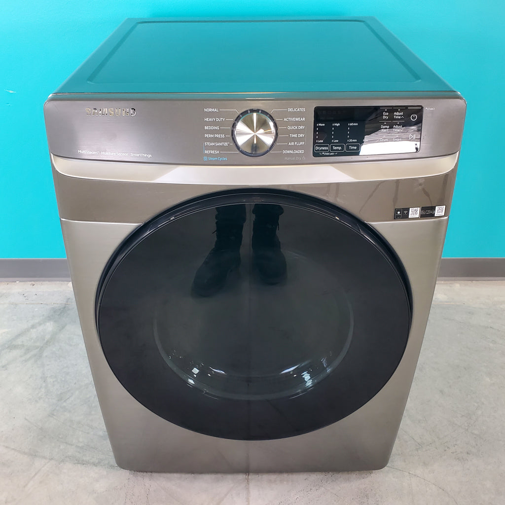 Pictures of Platinum Samsung 7.5 cu. ft. Front Load Electric Dryer with Steam - Scratch & Dent - Minor - Neu Appliance Outlet - Discount Appliance Outlet in Austin, Tx