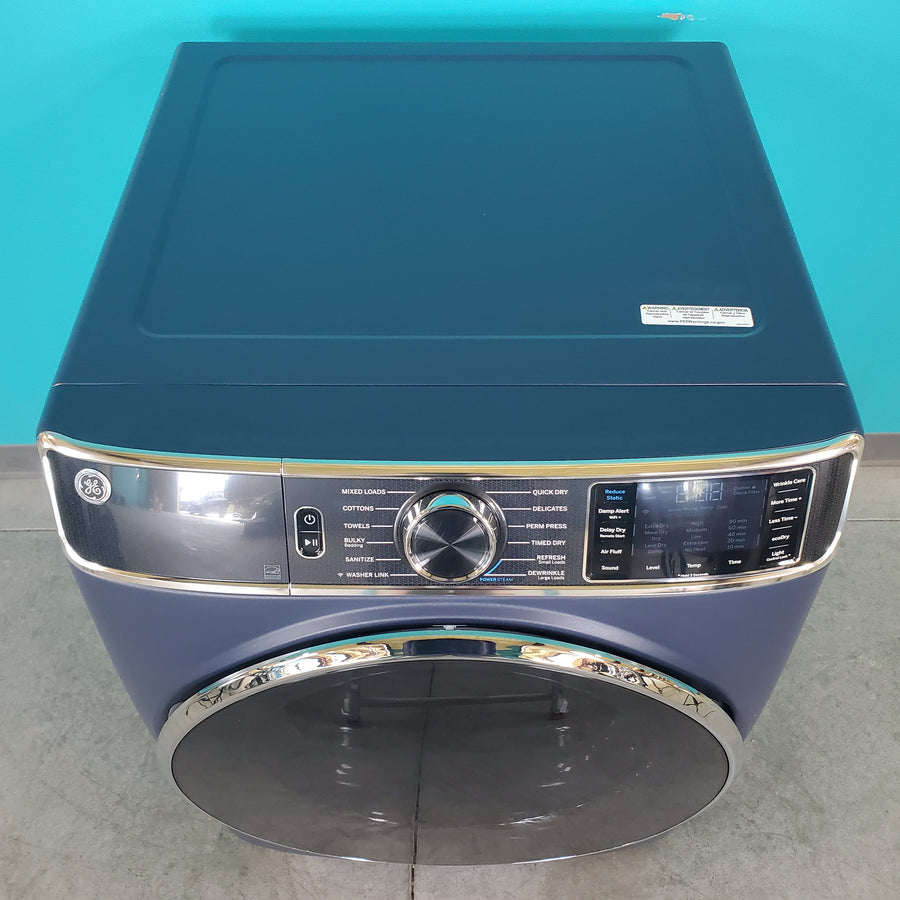Sapphire Blue ENERGY STAR GE 7.8 cu. ft. Smart Front Load Electric Dryer with PowerSteam - Scratch & Dent - Minor