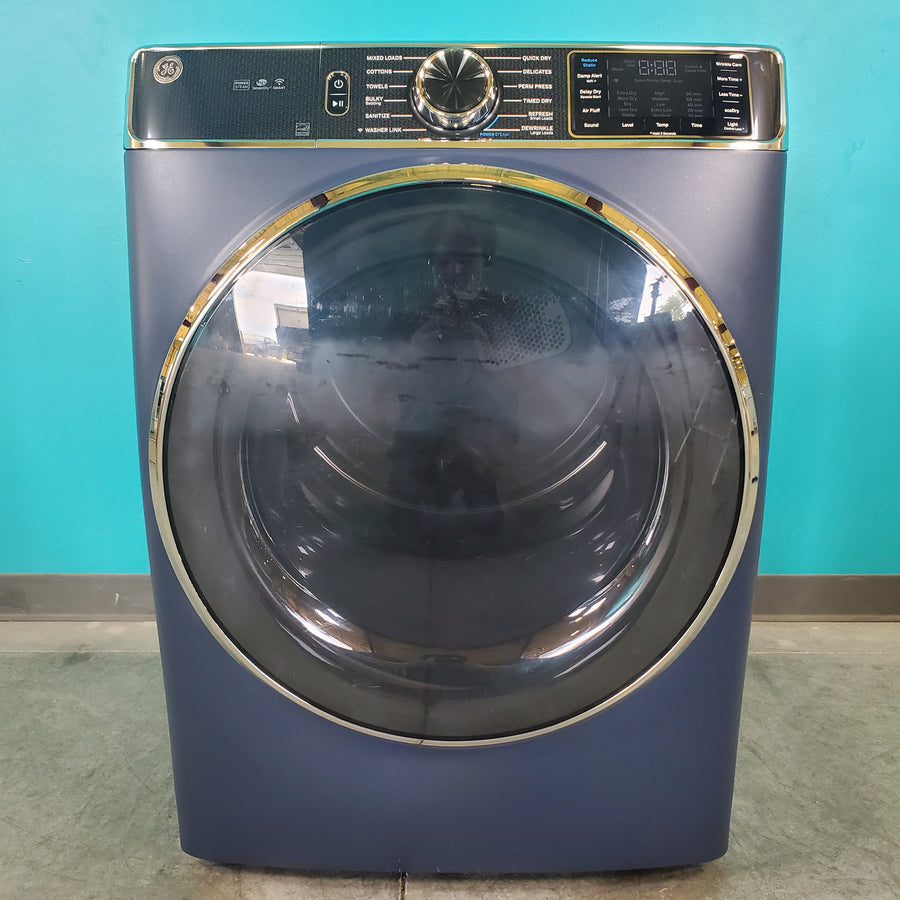 Sapphire Blue ENERGY STAR GE 7.8 cu. ft. Smart Front Load Electric Dryer with PowerSteam - Scratch & Dent - Minor