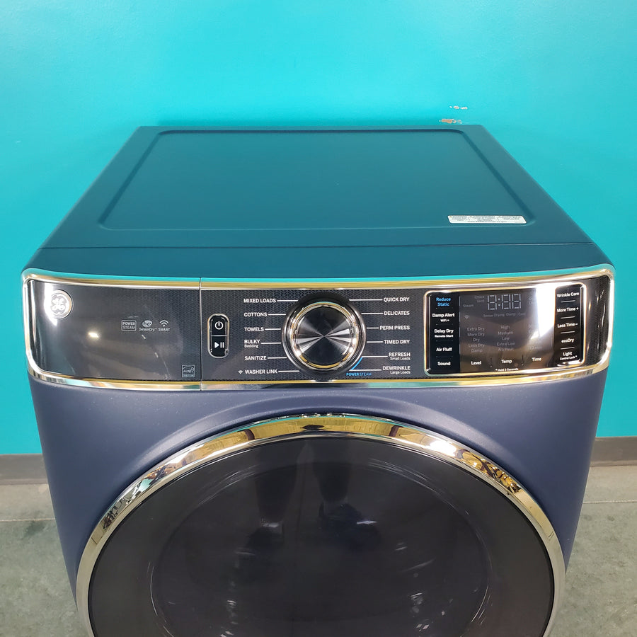 Sapphire Blue ENERGY STAR GE 7.8 cu. ft. Smart Front Load Electric Dryer with PowerSteam - Scratch & Dent - Minor