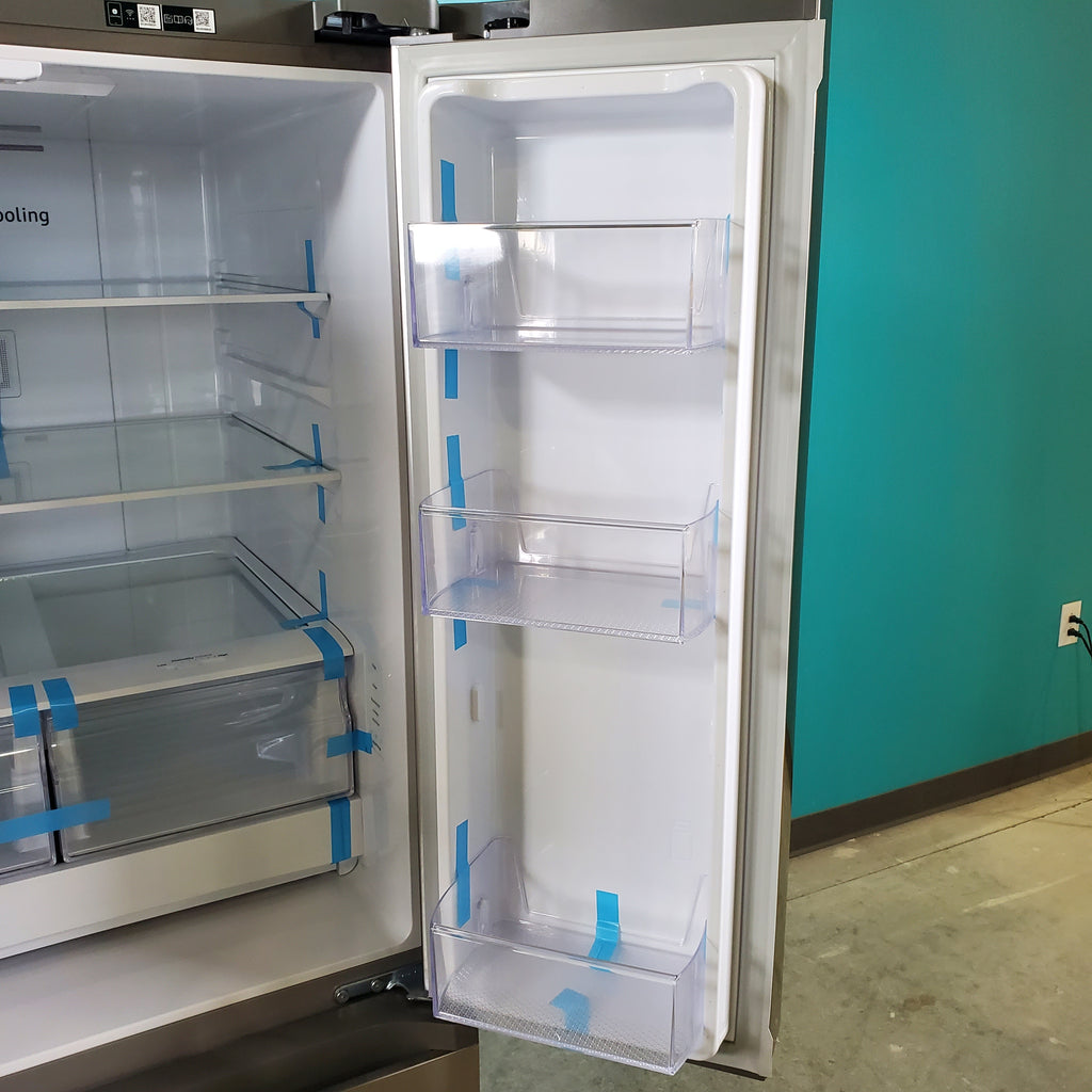 Pictures of 30 in. Stainless Steel ENERGY STAR Samsung 22 cu. ft. 3 Door French Door Refrigerator with Exterior Water and Ice - Scratch & Dent - Minor - Neu Appliance Outlet - Discount Appliance Outlet in Austin, Tx