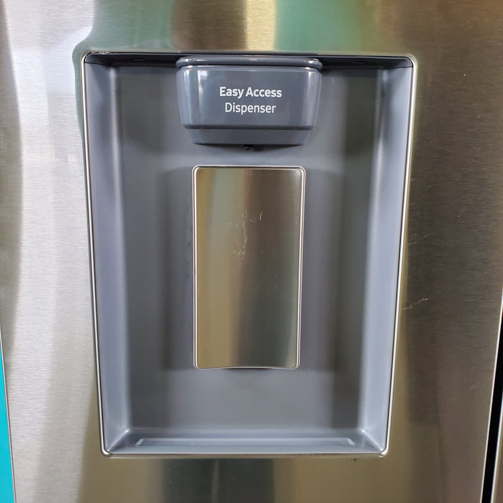 Pictures of 30 in. Stainless Steel ENERGY STAR Samsung 22 cu. ft. 3 Door French Door Refrigerator with Exterior Water and Ice - Scratch & Dent - Minor - Neu Appliance Outlet - Discount Appliance Outlet in Austin, Tx