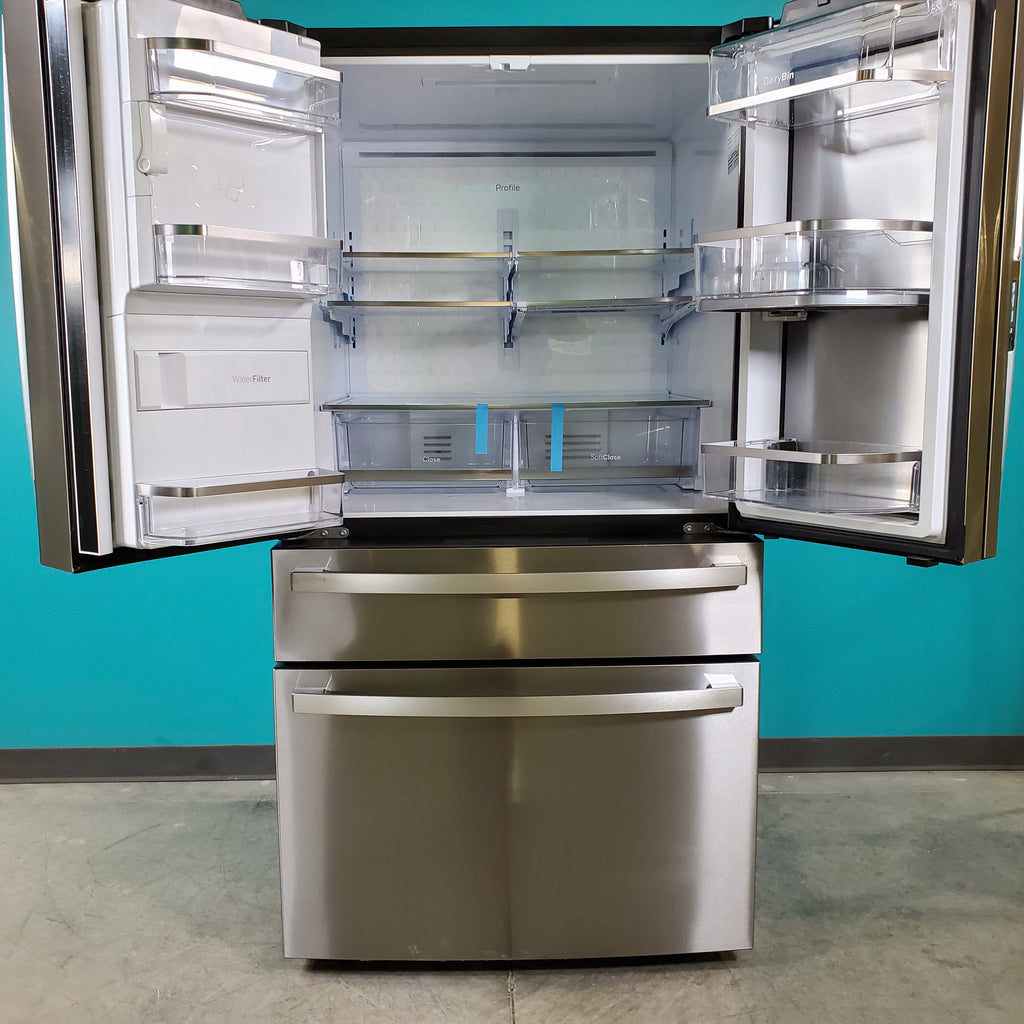 Pictures of Fingerprint Resistant Stainless Steel GE Profile 27.9 cu. Ft. Smart 4 Door French Door Refrigerator with Door in Door- Scratch & Dent - Minor - Neu Appliance Outlet - Discount Appliance Outlet in Austin, Tx