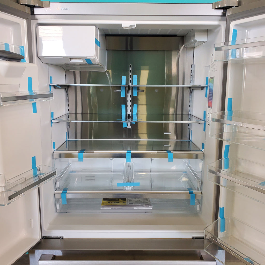 Pictures of Stainless Steel Counter Depth Bosch 500 Series 21.6 cu. ft. 3 Door French Door Refrigerator with Exterior Water and Ice - Scratch & Dent - Minor - Neu Appliance Outlet - Discount Appliance Outlet in Austin, Tx