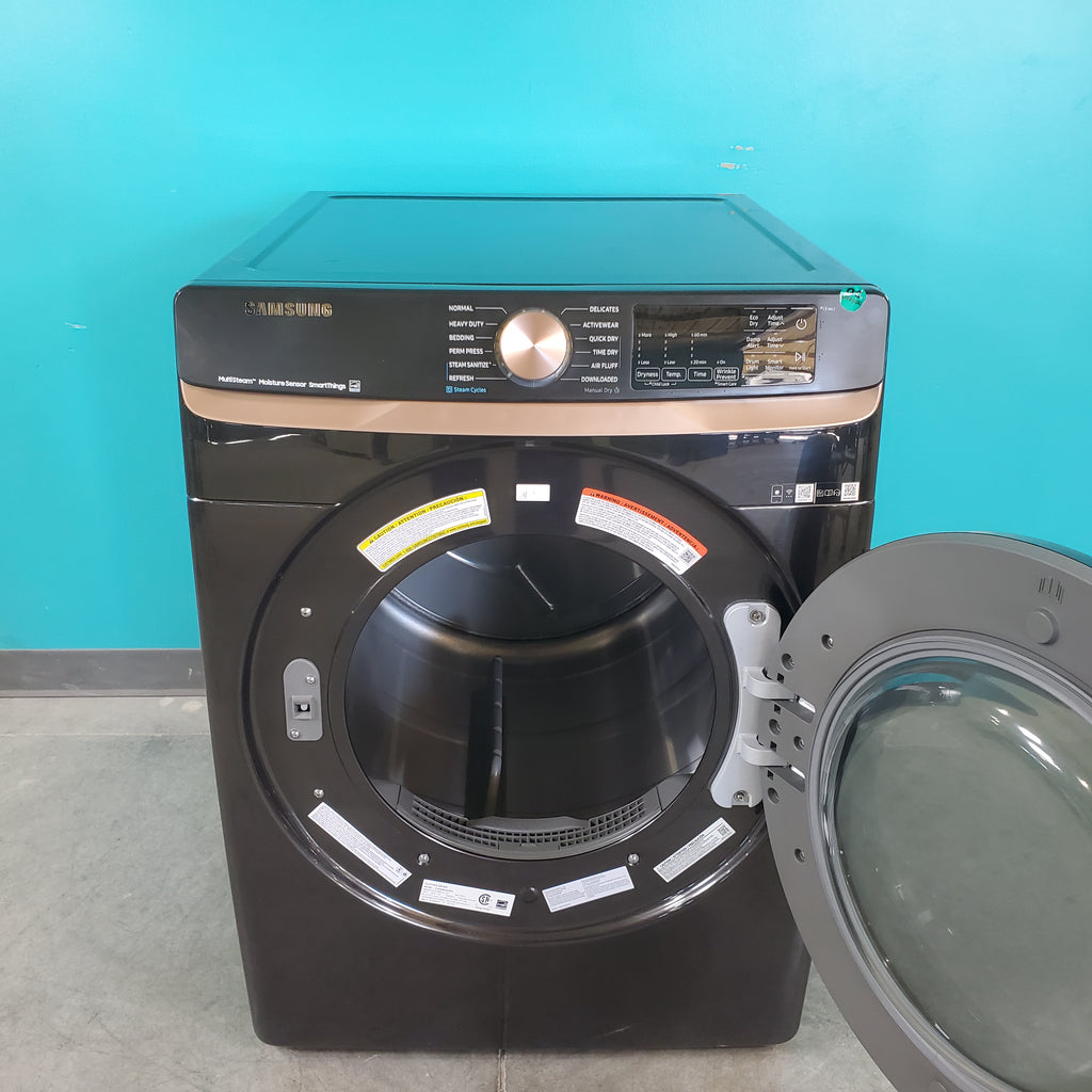 Pictures of Fingerprint Resistant Black Stainless Steel ENERGY STAR Samsung 7.5 cu. ft. Frontload Gas Dryer with Steam - Scratch & Dent - Minor - Neu Appliance Outlet - Discount Appliance Outlet in Austin, Tx