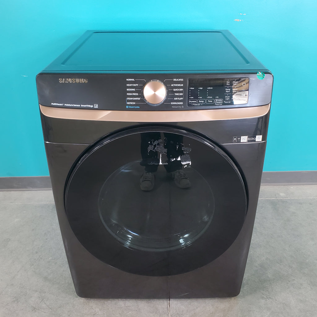 Pictures of Fingerprint Resistant Black Stainless Steel ENERGY STAR Samsung 7.5 cu. ft. Frontload Gas Dryer with Steam - Scratch & Dent - Minor - Neu Appliance Outlet - Discount Appliance Outlet in Austin, Tx
