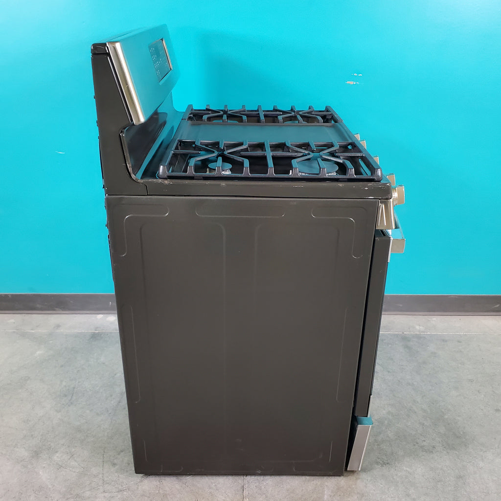 Pictures of Fingerprint Resistant Stainless Steel GE Profile 5.6 cu. ft. 5 Burner Freestanding Gas Range with No Preheat Air Fry - Scratch & Dent - Moderate - Neu Appliance Outlet - Discount Appliance Outlet in Austin, Tx