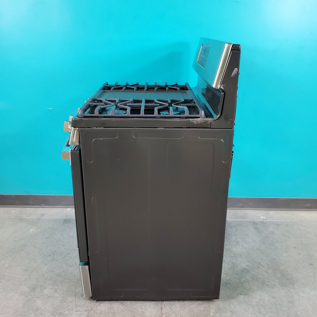 Pictures of Fingerprint Resistant Stainless Steel GE Profile 5.6 cu. ft. 5 Burner Freestanding Gas Range with No Preheat Air Fry - Scratch & Dent - Moderate - Neu Appliance Outlet - Discount Appliance Outlet in Austin, Tx