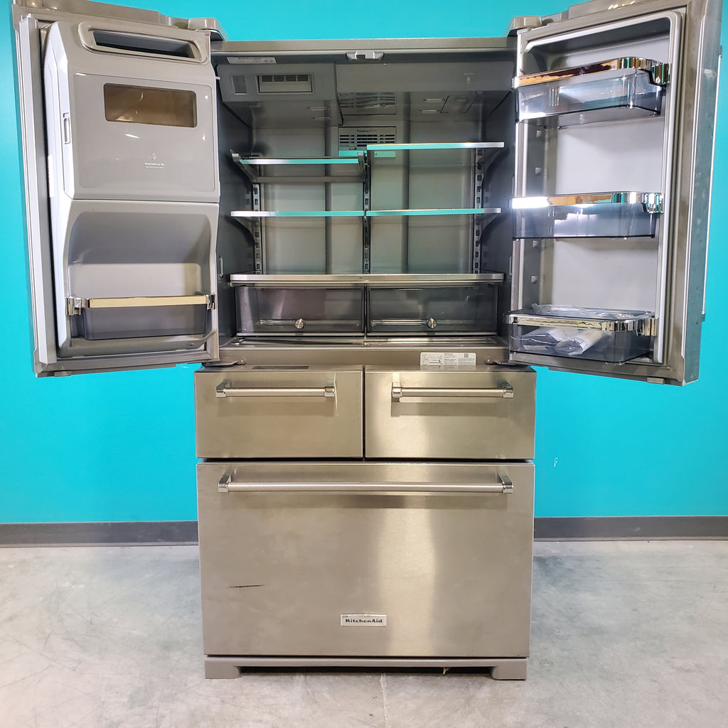 Pictures of Stainless Steel KitchenAid 25.8 cu. ft. 5 Door Refrigerator with External Ice and Water Dispenser - Scratch & Dent - Minor - Neu Appliance Outlet - Discount Appliance Outlet in Austin, Tx