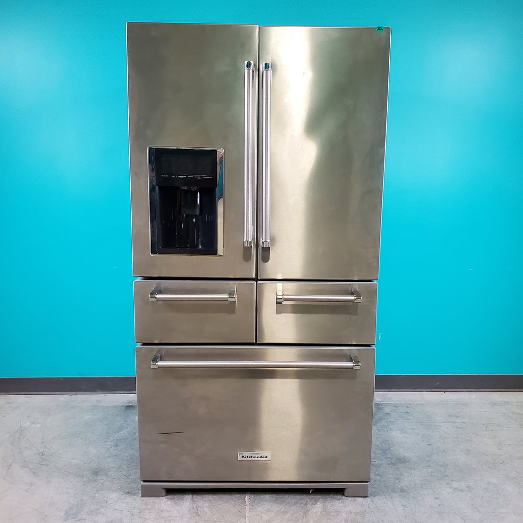 Pictures of Stainless Steel KitchenAid 25.8 cu. ft. 5 Door Refrigerator with External Ice and Water Dispenser - Scratch & Dent - Minor - Neu Appliance Outlet - Discount Appliance Outlet in Austin, Tx