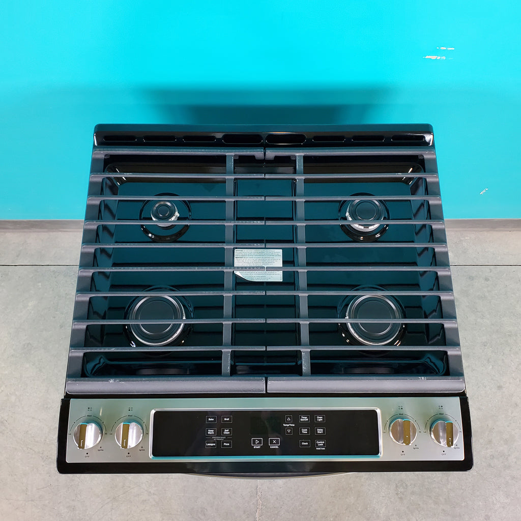 Pictures of Fingerprint Resistant Stainless Steel Whirlpool 5.0 cu. ft. 4 Burner Slide In Gas Range with Frozen Bake Technology - Scratch & Dent - Minor - Neu Appliance Outlet - Discount Appliance Outlet in Austin, Tx