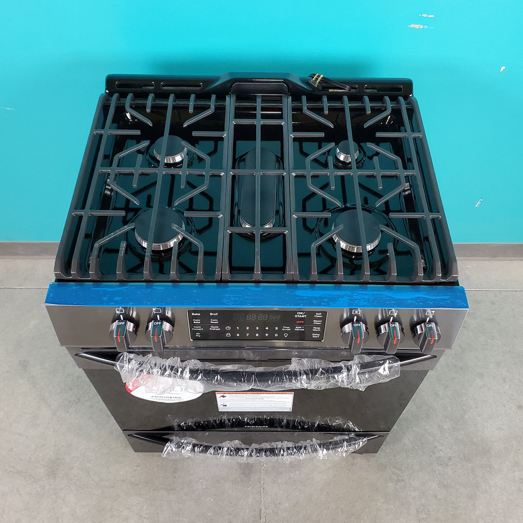 Pictures of Smudge-Proof Black Stainless Steel Frigidaire Gallery 5.6 cu. ft. Gas 5 Burner Slide In Range with Air Fry- Scratch & Dent - Minor - Neu Appliance Outlet - Discount Appliance Outlet in Austin, Tx