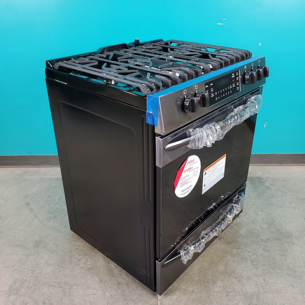 Pictures of Smudge-Proof Black Stainless Steel Frigidaire Gallery 5.6 cu. ft. Gas 5 Burner Slide In Range with Air Fry- Scratch & Dent - Minor - Neu Appliance Outlet - Discount Appliance Outlet in Austin, Tx