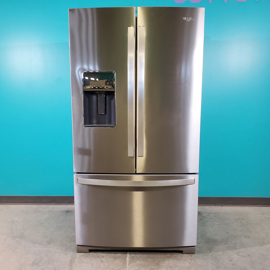 Pictures of Fingerprint-Resistant Stainless Steel ENERGY STAR Whirlpool 26.8 cu. ft. Door 3 French Door Refrigerator with Dual Ice Makers - Scratch & Dent - Minor - Neu Appliance Outlet - Discount Appliance Outlet in Austin, Tx