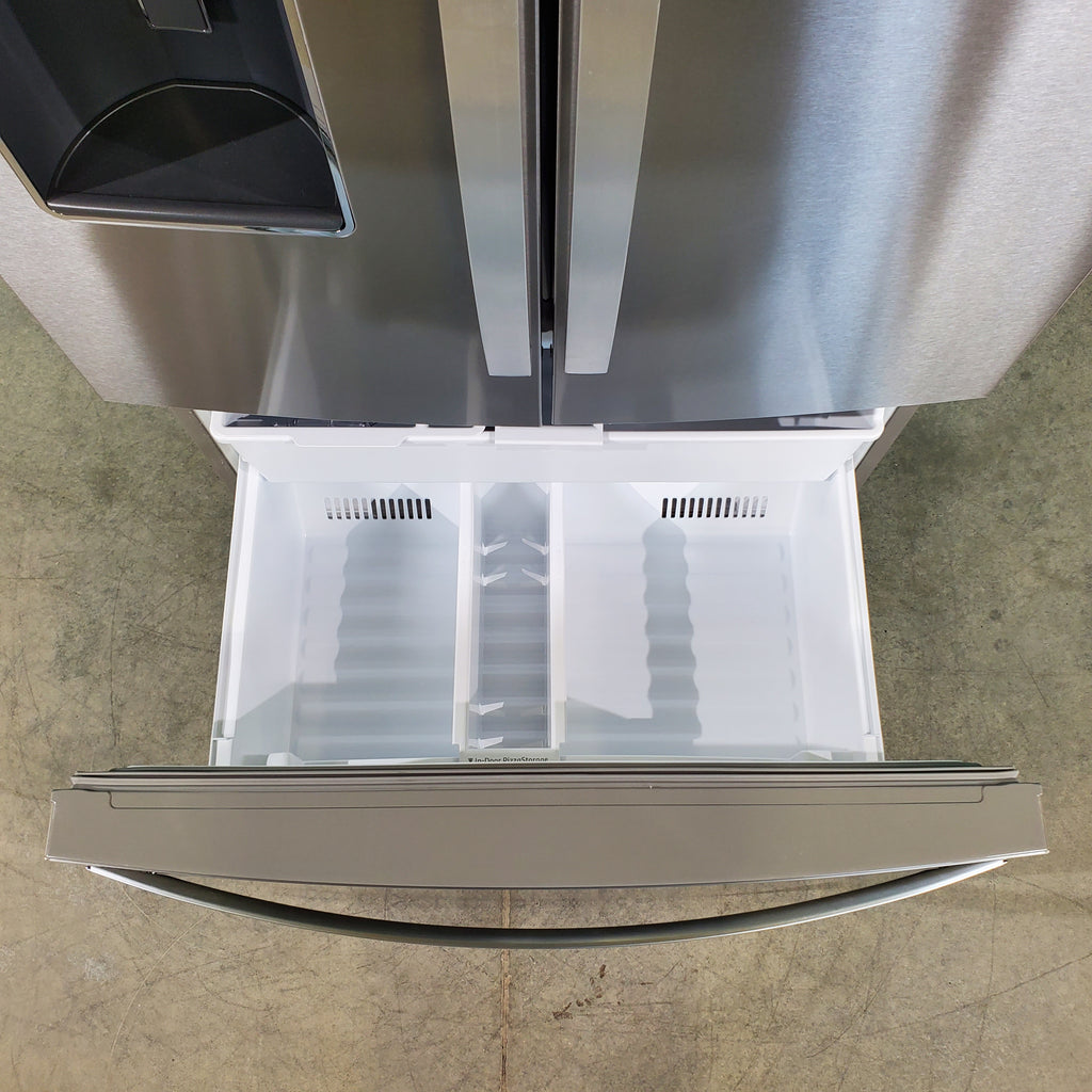 Pictures of Fingerprint-Resistant Stainless Steel ENERGY STAR Whirlpool 26.8 cu. ft. Door 3 French Door Refrigerator with Dual Ice Makers - Scratch & Dent - Minor - Neu Appliance Outlet - Discount Appliance Outlet in Austin, Tx