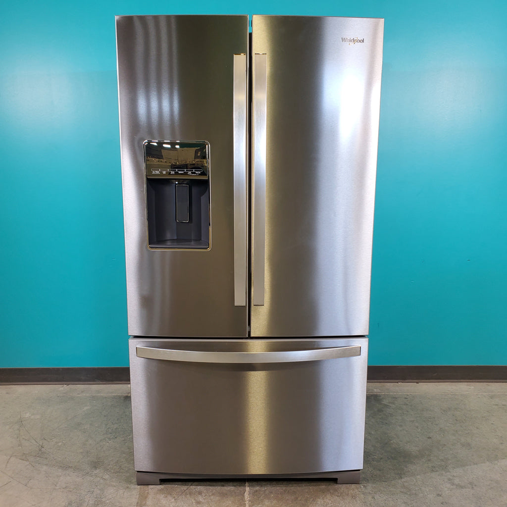 Pictures of Fingerprint-Resistant Stainless Steel ENERGY STAR Whirlpool 26.8 cu. ft. Door 3 French Door Refrigerator with Dual Ice Makers - Scratch & Dent - Minor - Neu Appliance Outlet - Discount Appliance Outlet in Austin, Tx
