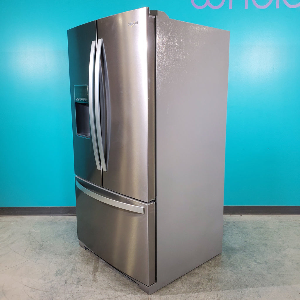 Pictures of Fingerprint-Resistant Stainless Steel ENERGY STAR Whirlpool 26.8 cu. ft. Door 3 French Door Refrigerator with Dual Ice Makers - Scratch & Dent - Minor - Neu Appliance Outlet - Discount Appliance Outlet in Austin, Tx