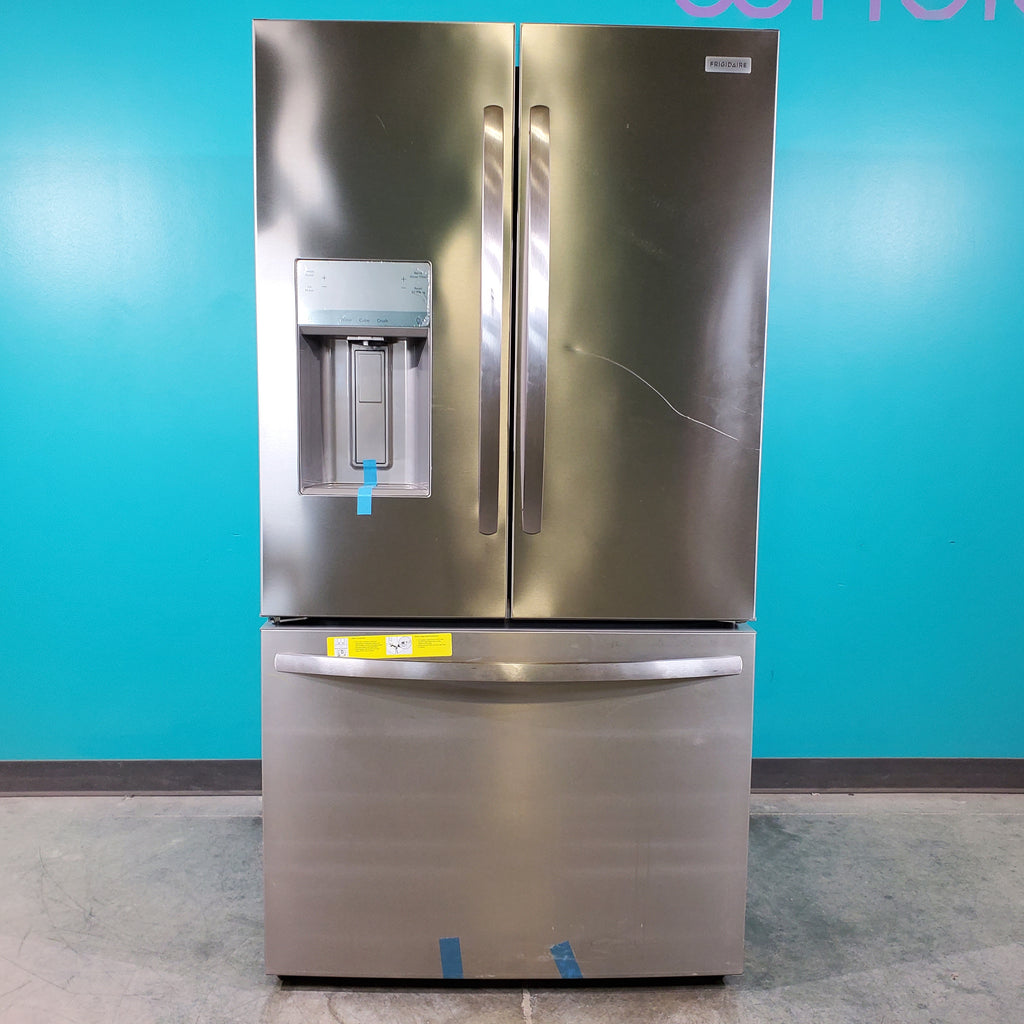 Pictures of Stainless Steel ENERGY STAR Frigidaire 27.8 cu. ft. 3 Door French Door Refrigerator with Exterior Water and Ice Dispenser - Scratch & Dent - Minor - Neu Appliance Outlet - Discount Appliance Outlet in Austin, Tx