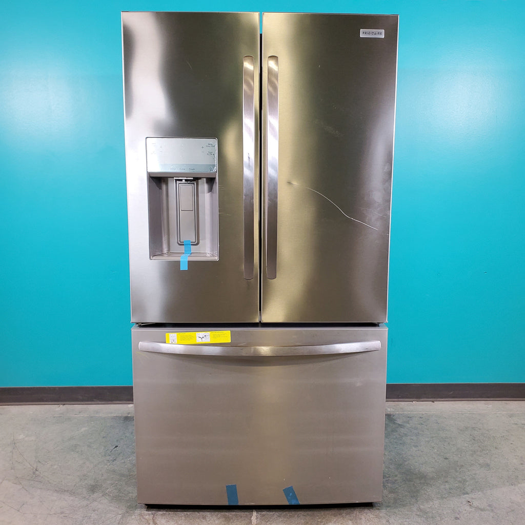 Pictures of Stainless Steel ENERGY STAR Frigidaire 27.8 cu. ft. 3 Door French Door Refrigerator with Exterior Water and Ice Dispenser - Scratch & Dent - Minor - Neu Appliance Outlet - Discount Appliance Outlet in Austin, Tx