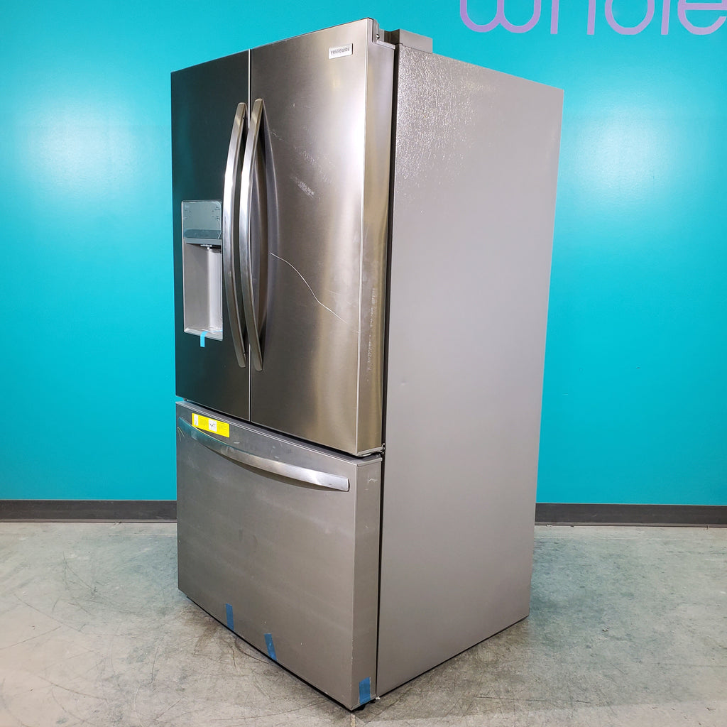 Pictures of Stainless Steel ENERGY STAR Frigidaire 27.8 cu. ft. 3 Door French Door Refrigerator with Exterior Water and Ice Dispenser - Scratch & Dent - Minor - Neu Appliance Outlet - Discount Appliance Outlet in Austin, Tx