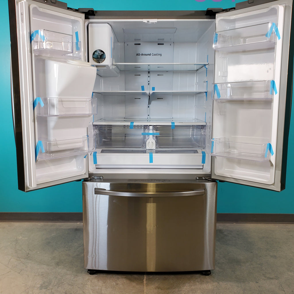Pictures of Fingerprint Resistant Stainless Steel ENERGY STAR Samsung 27 cu. ft. 3 Door French Door Refrigerator with Dual Ice Makers- Scratch & Dent - Minor - Neu Appliance Outlet - Discount Appliance Outlet in Austin, Tx