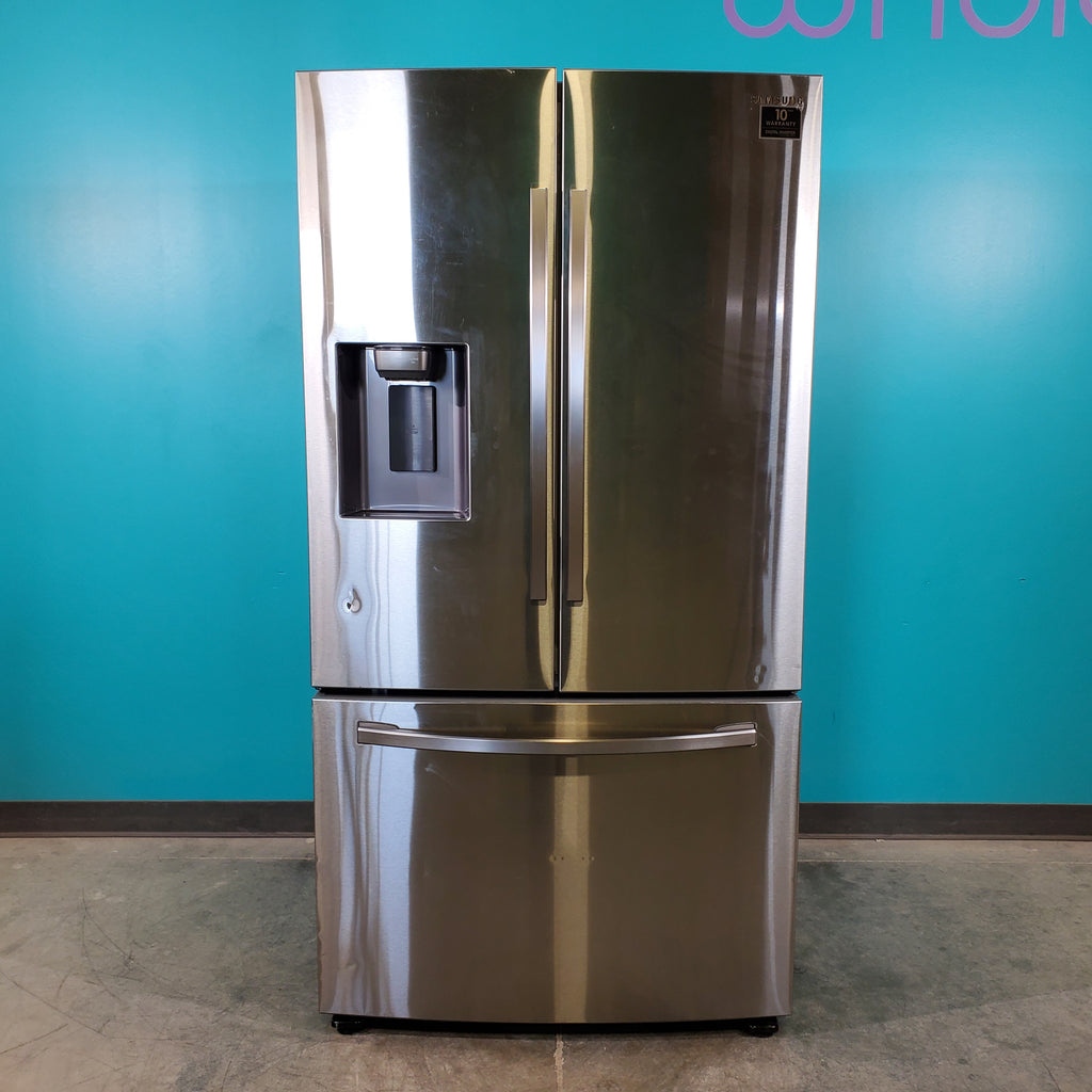Pictures of Fingerprint Resistant Stainless Steel ENERGY STAR Samsung 27 cu. ft. 3 Door French Door Refrigerator with Dual Ice Makers- Scratch & Dent - Minor - Neu Appliance Outlet - Discount Appliance Outlet in Austin, Tx