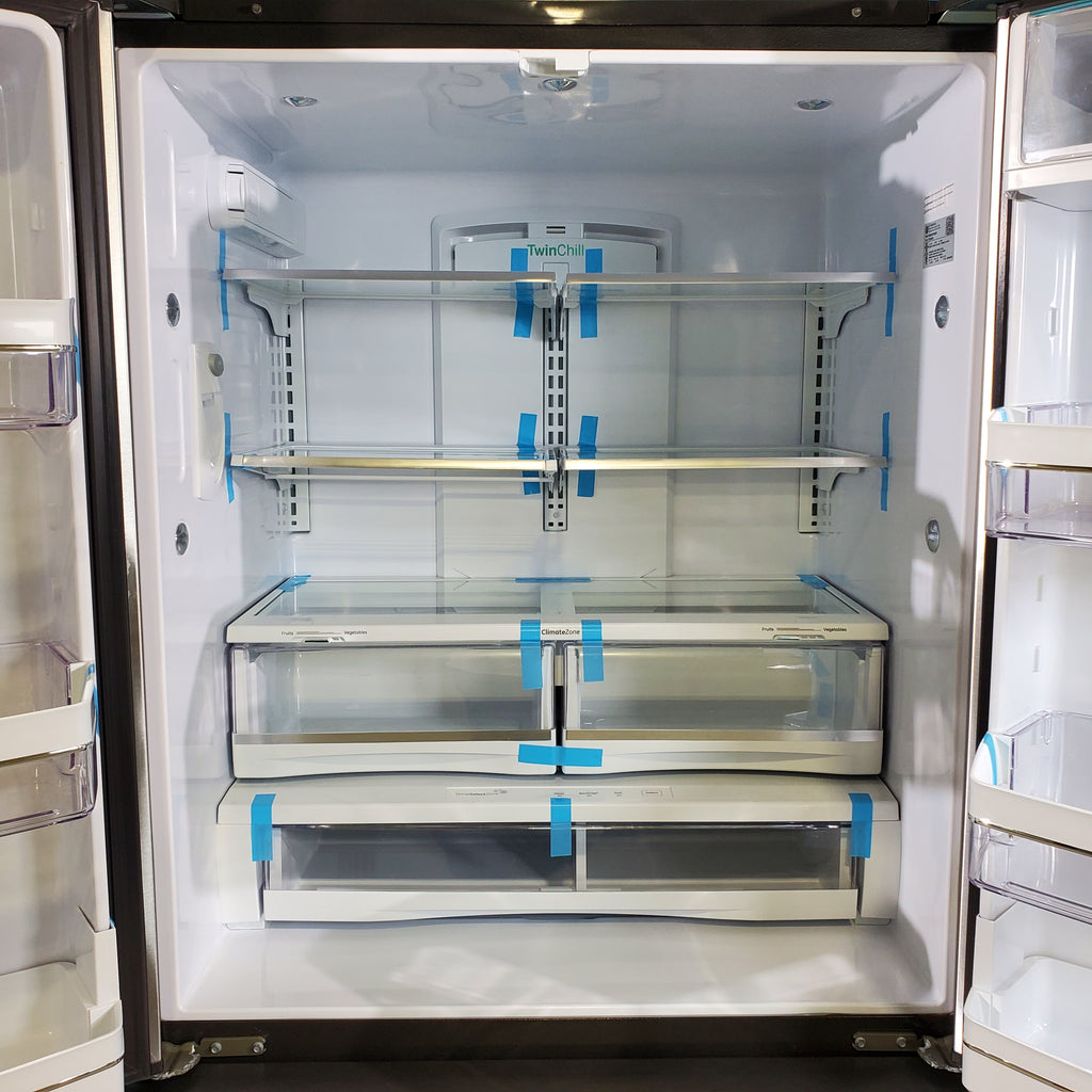 Pictures of Counter Depth Stainless Steel ENERGY STAR GE Profile 23.1 cu. ft. 3 Door French Door Refrigerator with Internal Water Dispenser- Scratch & Dent - Minor - Neu Appliance Outlet - Discount Appliance Outlet in Austin, Tx